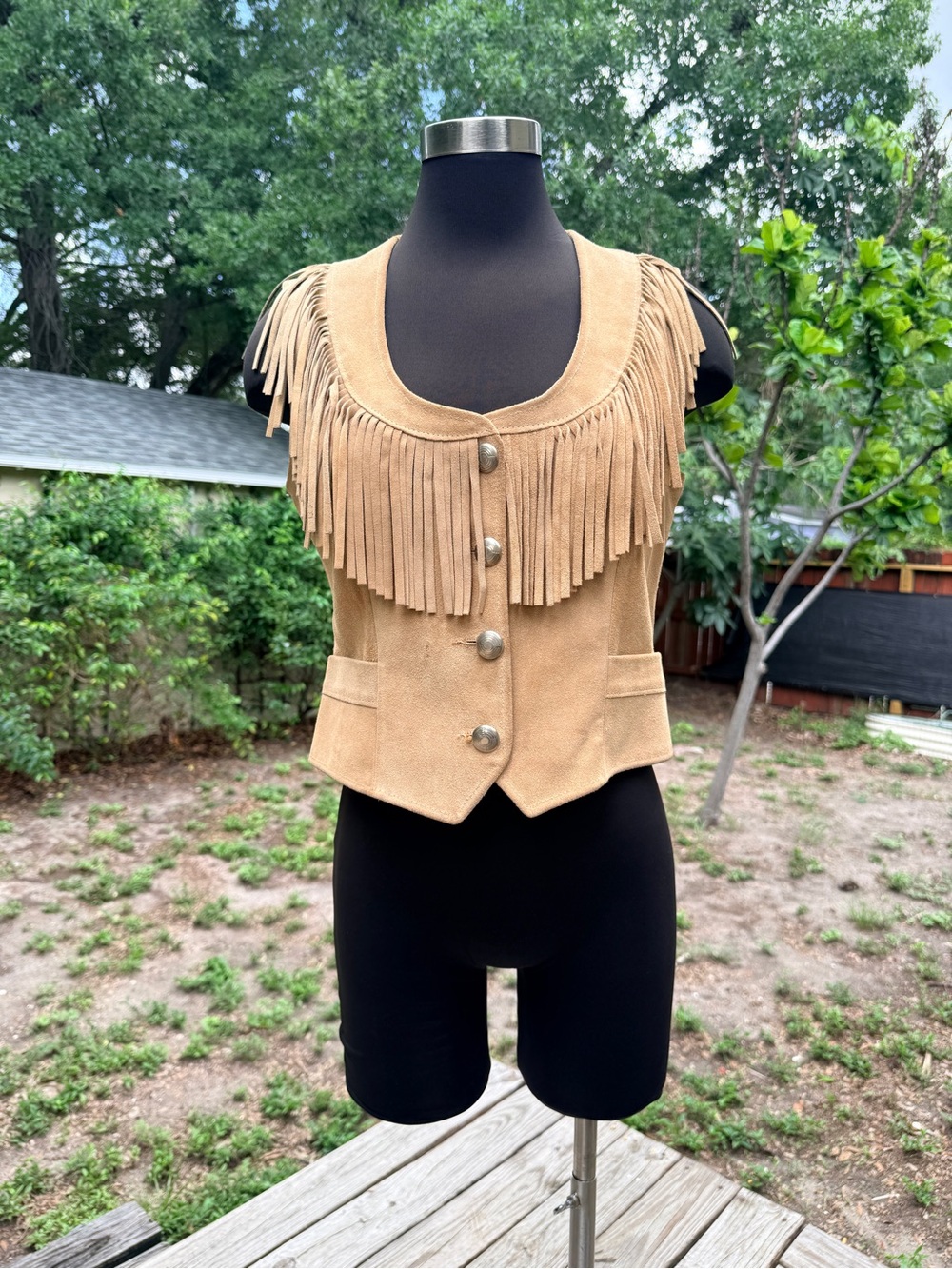 Vintage 80s Pioneer Wear Genuine Suede Leather Fringe Western Vest